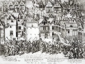 Der Prinz von Oranien (1533-84) beruhigt die Calvinisten, 14. März 1567